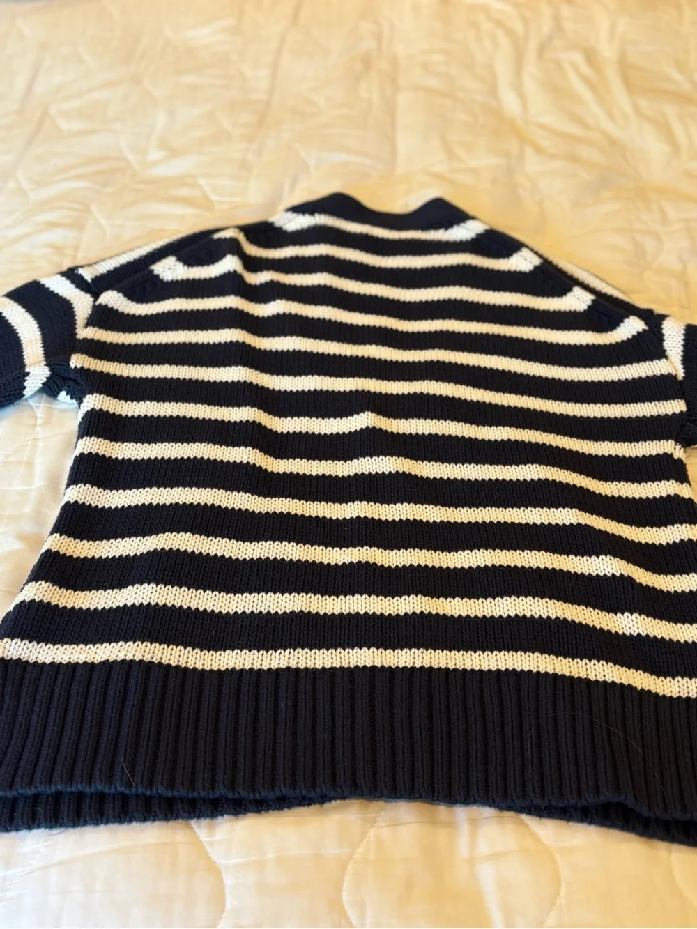 J. Crew Navy and White Striped Knit Cardigan, new no tags, Size L